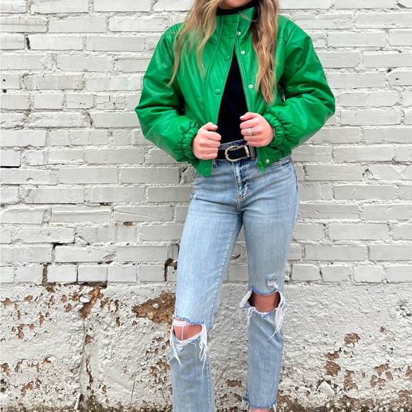 Le Lis Jackets & Blazers - Faux Leather Puffer Jacket